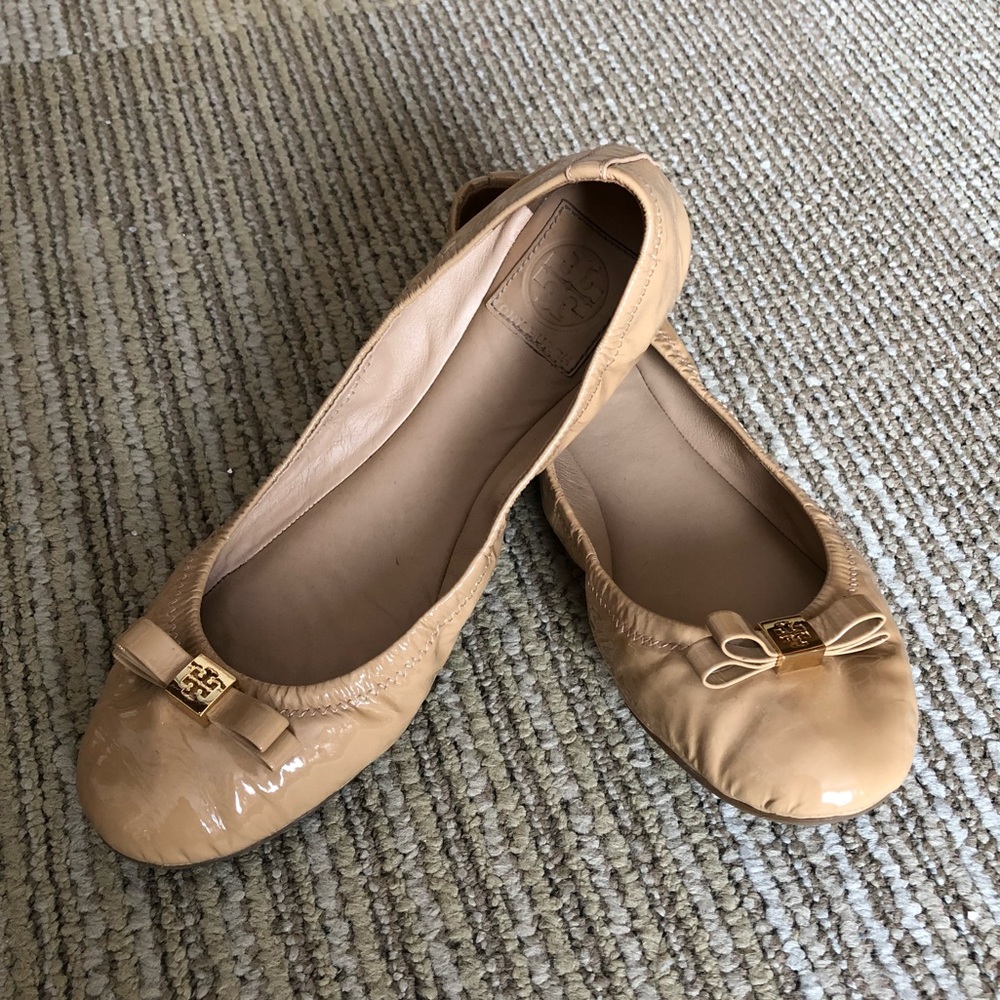 Tory Burch Nude Patent Leather Flats